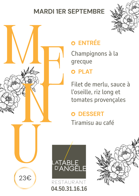 Menu Du jour