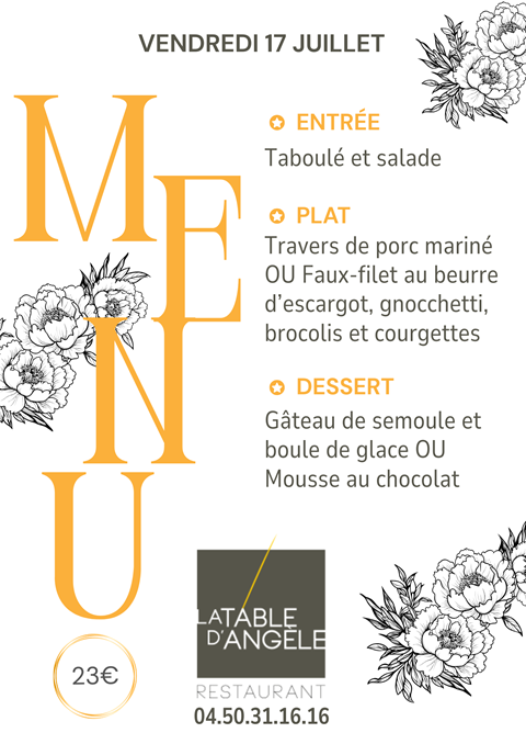 Menu Du jour