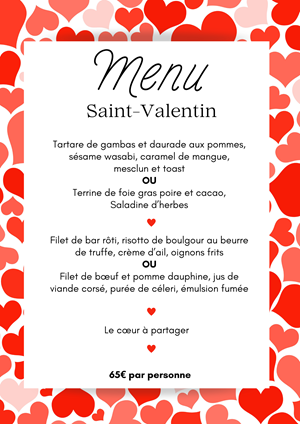 Menu de la Saint-Valentin 